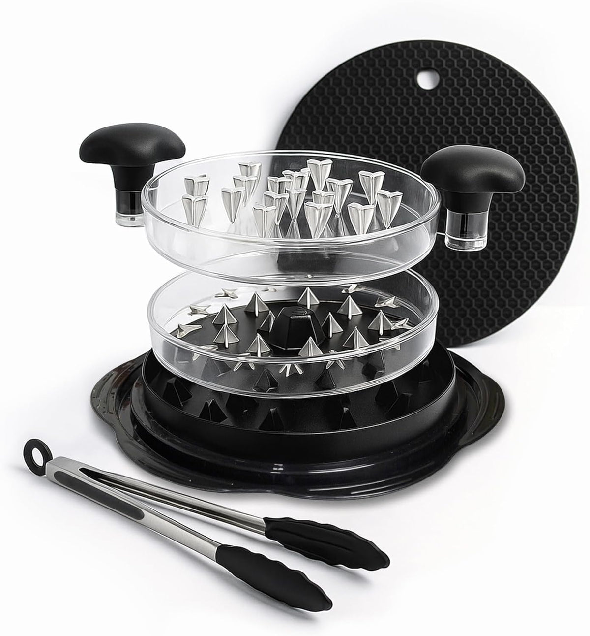 Chicken Shredder Tool Twist – Large Meat Shredder with Silicone Tongs & Non-Slip Mat Included | BPA Free, Dishwasher Safe, Ergonomic Handle | Shreds Chicken, Pork & Beef in Seconds (Black)
