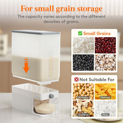 Lifewit Rice Dispenser 25 Lbs(11.3kg), Rice Storage Container Sealed Moisture Proof with Measuring Cup for Kitchen Pantry Household, BPA-Free, 1 Pack Grey