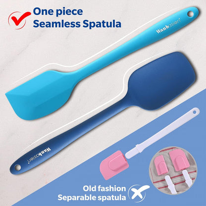 Wanbasion 5 Piece Premium Silicone Spatula Set Heat Resistant, Colorful Rubber Baking Spatula Set, Kitchen Spatula Set Dishwasher Safe for Nonstick Cookware Cooking Mixing Light Green