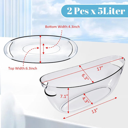 2 Pack Acrylic Tub Ice Buckets for Parties Portable Beverage Tub with Handles Champagne Bucket Metal Ice Buckets for Cocktail Bar with Ice Scoop (Clear)
