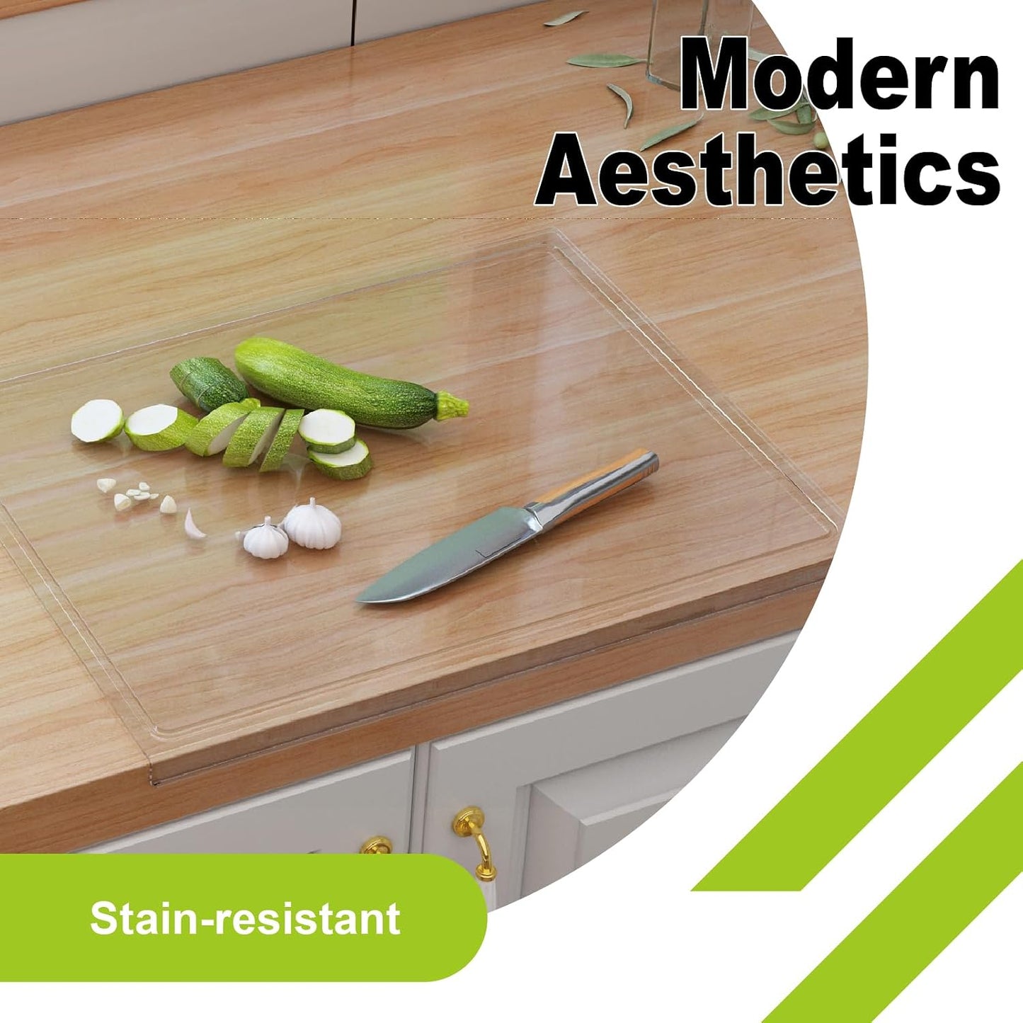 Acrylic Cutting Board with Counter Lip, Clear Cutting Boards for Countertop Protector, Cutting Board for Kitchen Counter, Non-Slip Dough Mat, Kitchen Decor Gadgets House Warming Gifts(24"x18")