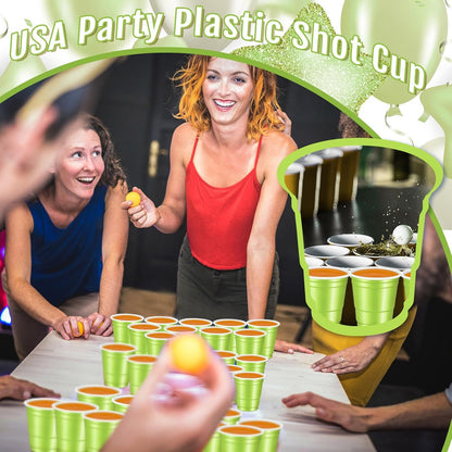 Roshtia 100 Pack 2 oz Plastic Shot Cups, Mini Disposable Shot Glasses 2 oz Wedding Party Cups for Bridal Shower Wedding Party, Beer Taste Serving, Snacks(Black, Gold)