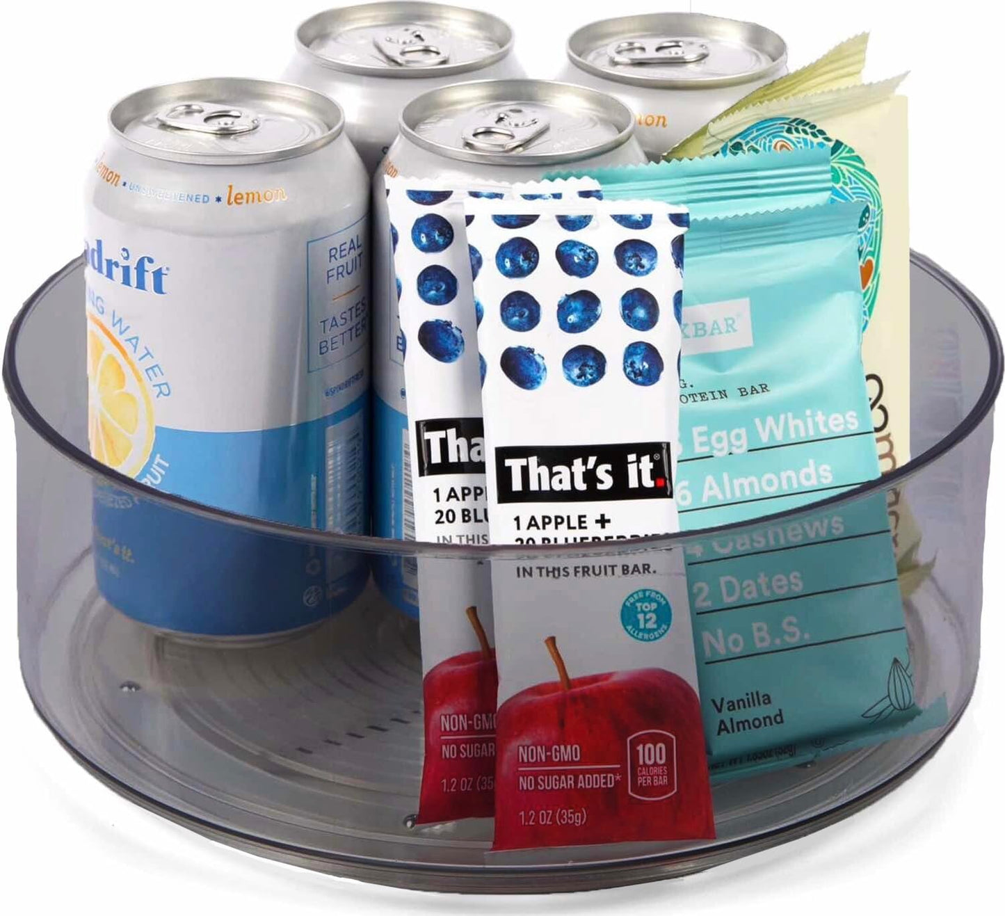 Home Intuition Round Plastic Lazy Susan Turntable Food Storage Container for Kitchen (5 Removable Bin, 2 Pack)