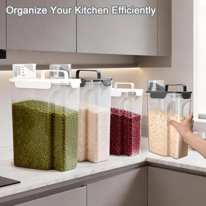 Komzon Rice Storage Containers, Rice dispenser with Pouring Spout Portable Handle for Flour, Pasta, Grain and Baking, Pet Dog Cat Bird Food Container 20 LB Grey
