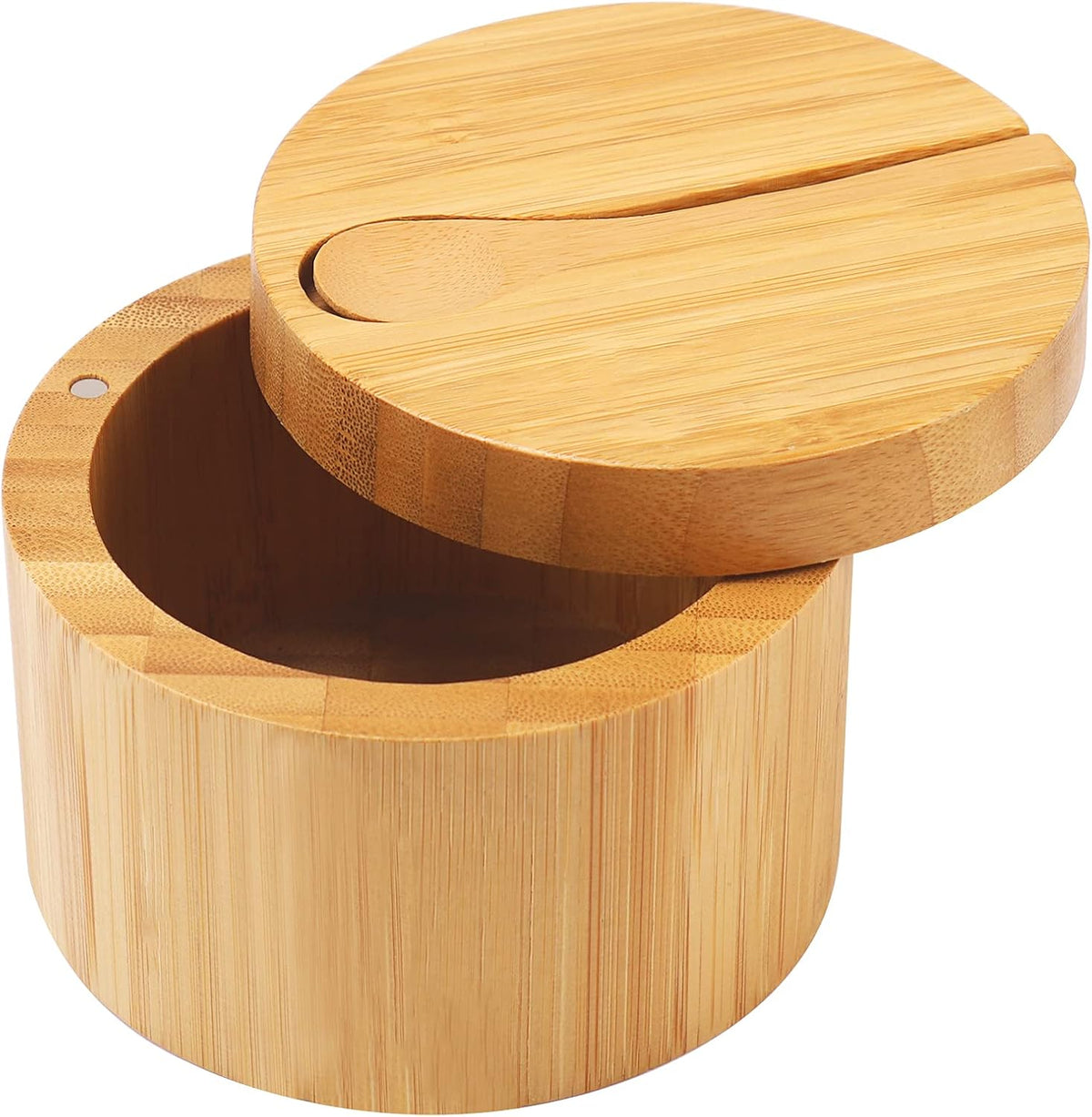 HTB Bamboo Salt Cellar with Mini Spoon and Magnetic Swivel Lid