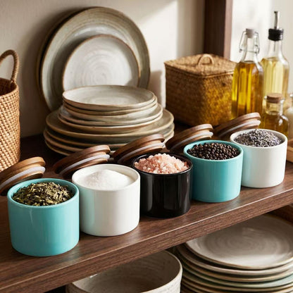 Ceramic Jars with Lids 5 oz Airtight White Kitchen Canisters