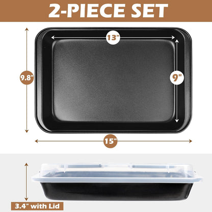 Webake 9x13 Inch Baking Pan with Lid and Handle, Non-Stick Cake Pan 2-Piece Set Rectangle Cake Carrier for Transport & Serve