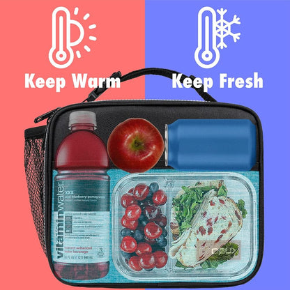 opux Insulated Lunch Bag Kids, Lunch Box for School Boy Girl, Leakproof Small Reusable Compact Soft Mini Cooler Bag, Toddler Small Lunch Boxes Kit Pail with Front Side Pockets (Purple)