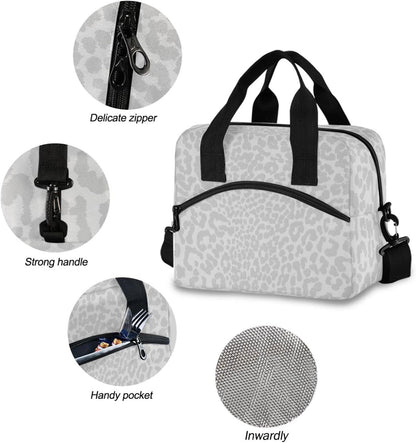 Colorful Leopard Insulated Lunch Bag Rainbow Animals Skin Print Reusable Cooler Lunch Tote Box with Shoulder Strap for Work Picnic School Beach