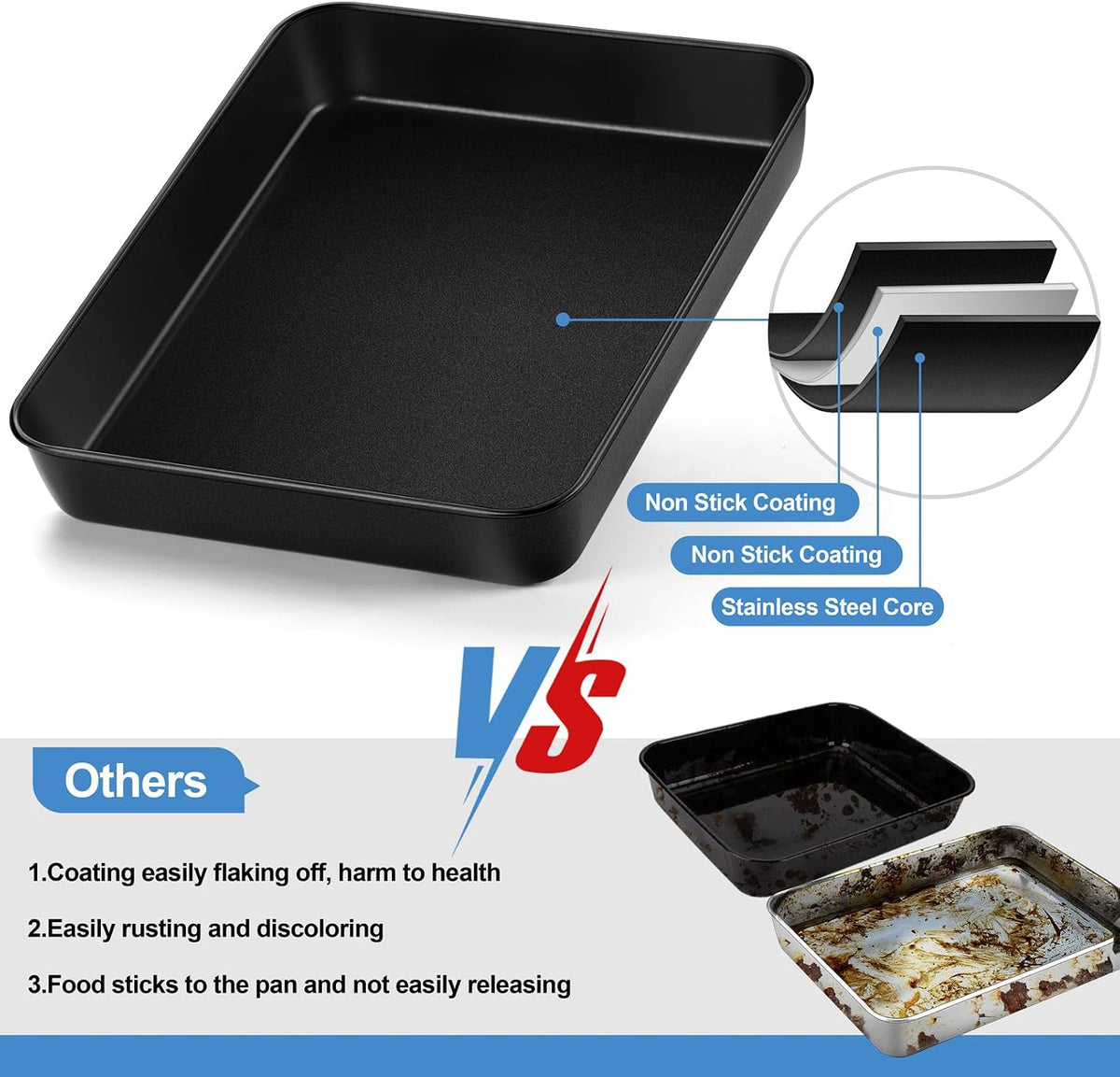 TeamFar Lasagna Pan, 16" x12.13" x2" Stainless Steel Rectangular Cake Pan