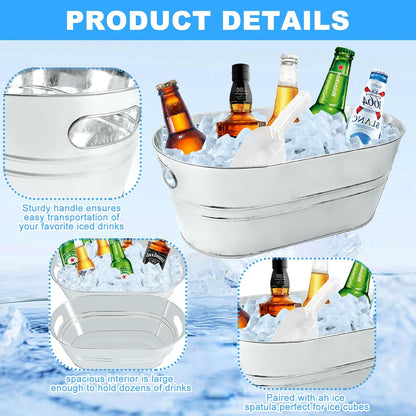 4Pcs 3 Gallon Black Galvanized Bucket Ice Bucket Large Metal Drink Buckets for Parties Beer Beverage Tub with Scoops for Champagne Cocktails Wine Cooling for Mimosa Bar Supplies