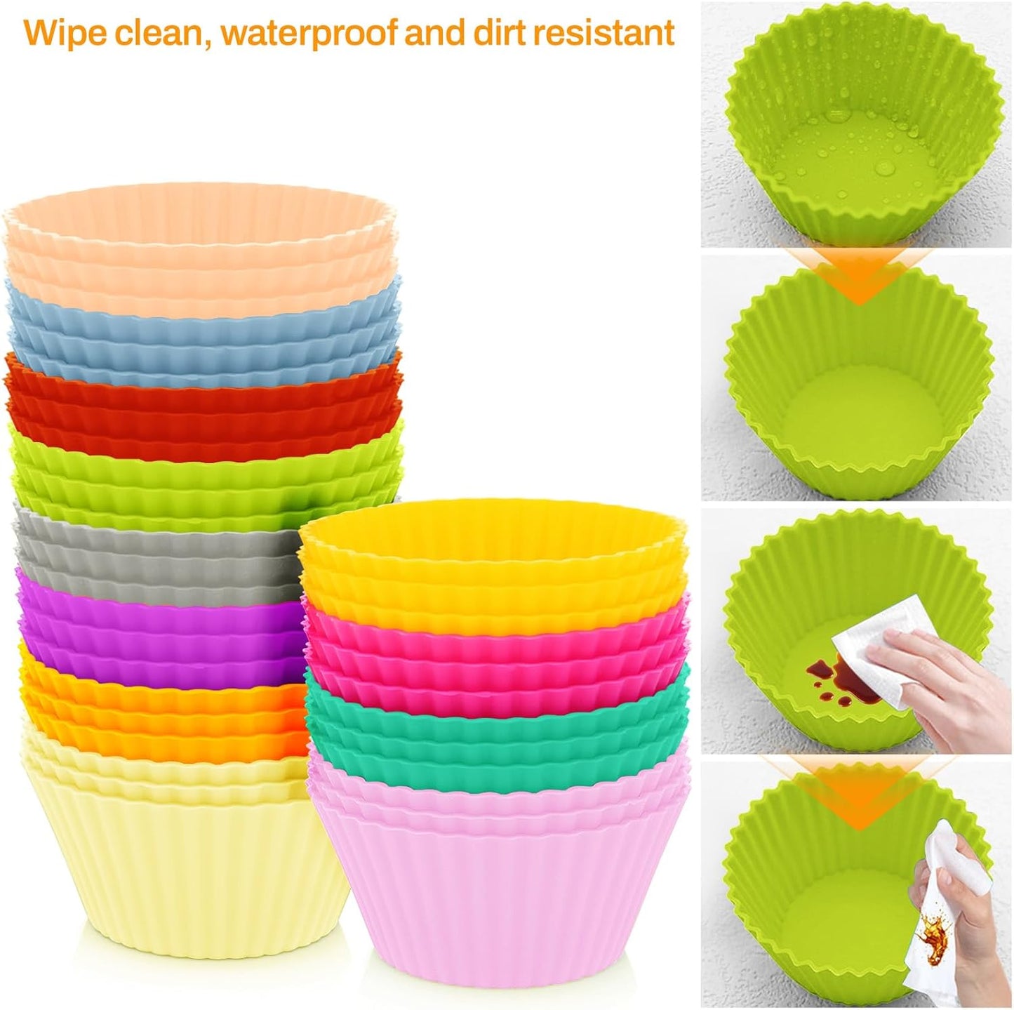 6 pack Silicone Baking Cups, Reusable Muffin Liners Non-Stick Cup, Cake Molds Set,Cupcake Silicone Liner Cupcake Holder,Bpa Free (navy blue)
