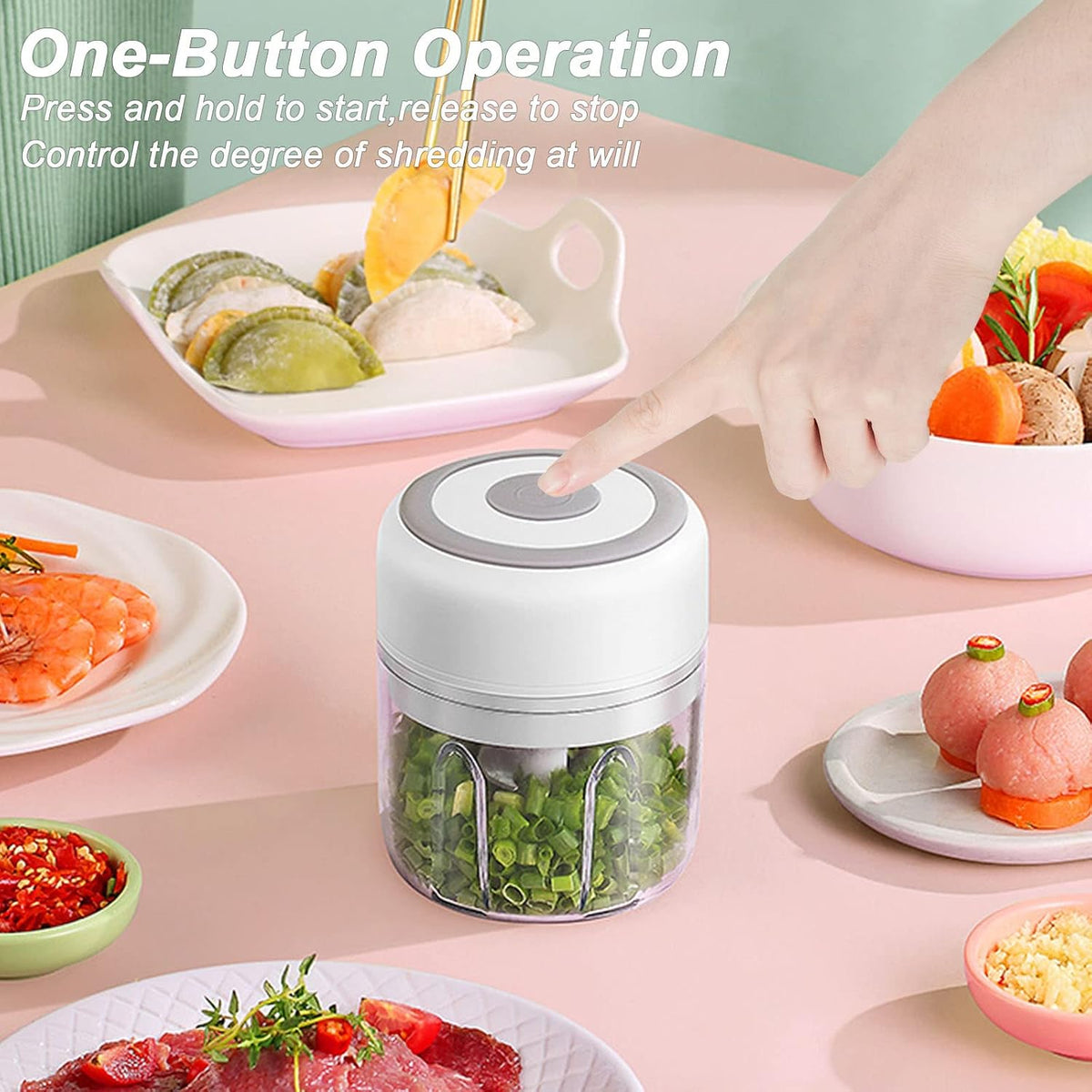 Electric Mini Garlic Mincer, 100ML USB Vegetable Onion Chopper