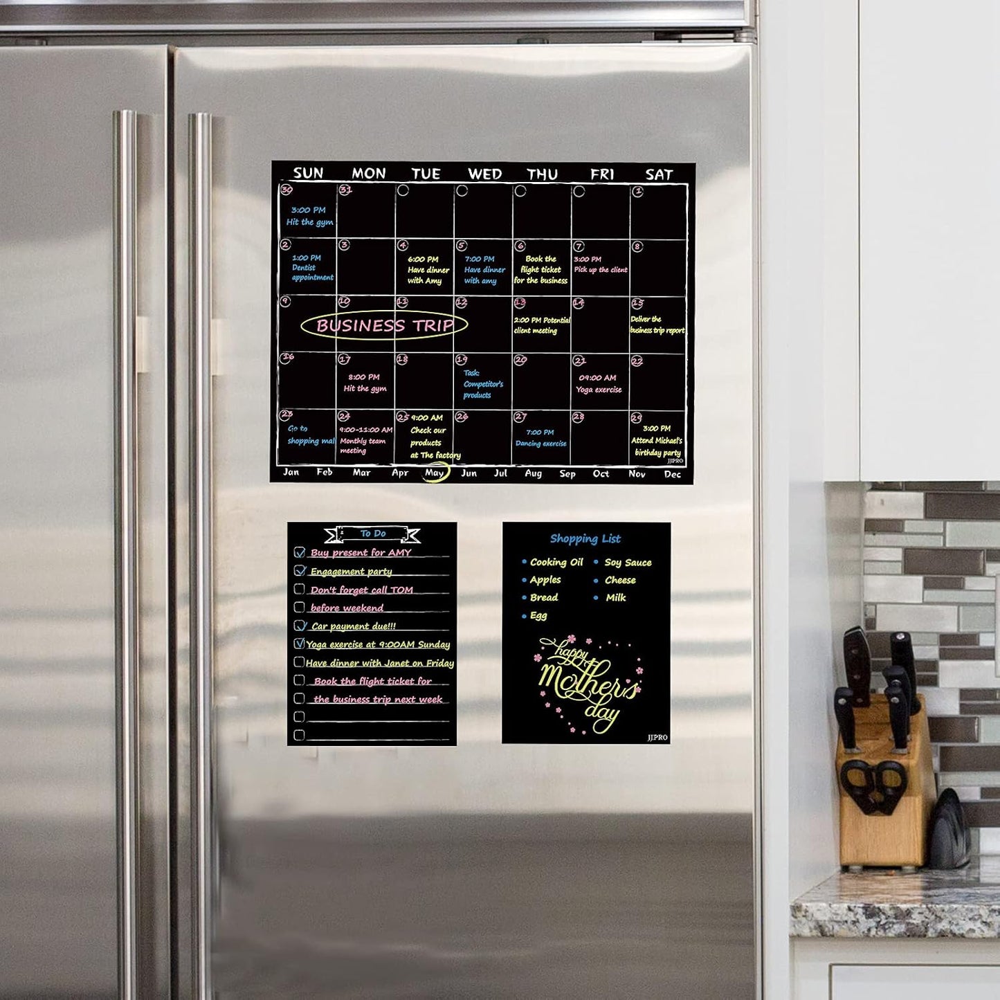 JJPRO Magnetic Dry Erase Menu and Chore Chart Blackboard for Fridge-Weekly Meal Planner Chalkboard,Behavior Chart Chalkboard for Multiple Kids with Notepad Blackboard