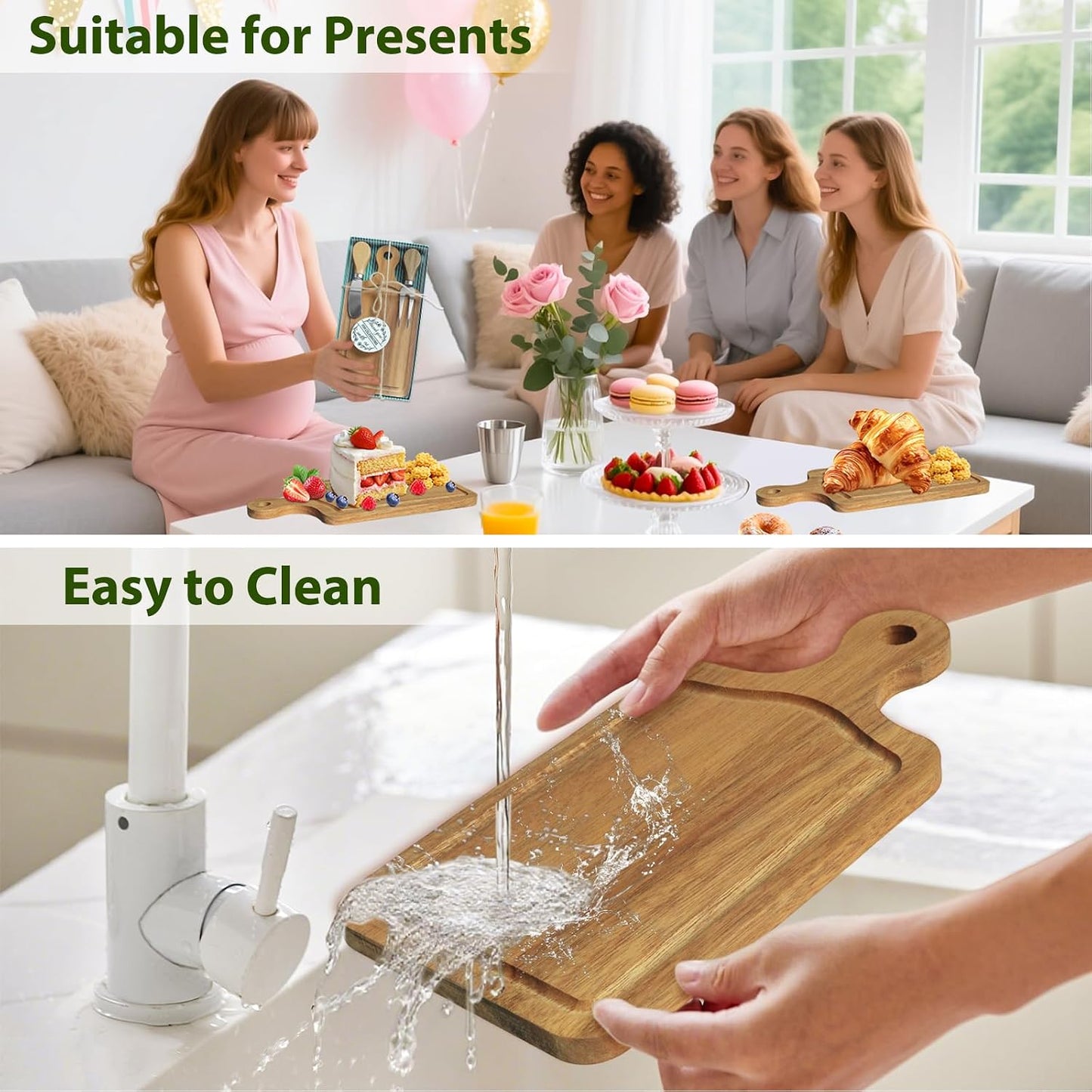 AZEAM 12 Sets Baby Bridal Shower Prizes for Game Winners, Bamboo Mini Cheese Board Set with Knife Fork and Present Box, Small Charcuterie Board Bulk for Party Wedding Guests Present