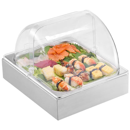 VEVOR Chilled Condiment Server, 4 Compartment Ice Cooled Condiment Serving Container, Chilled Garnish Tray Bar Caddy with Lid, for Bartending & Serving Taco, Salad, Fruit, Home & Restaurant Supplies
