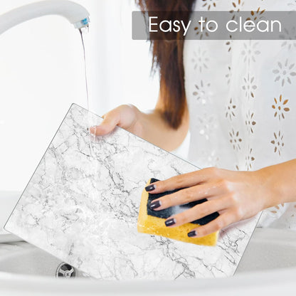 JAMBALAY Tempered Glass Cutting Boards for Kitchen, Clear Glass Cutting Board Set, 12"x16" & 8"x12" Cutting Boards with Non Slip Foot, Heat and Scratch Resistant, Shatterproof