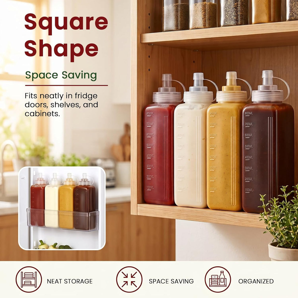 OAMCEG 20oz Condiment Squeeze Bottles, Plastic Sauce Bottles(0.6L)