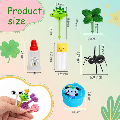 143 Pcs Bento Box accessories Ketchup Squeeze Bottles Kids Lunch Accessories Reusable Food Picks Mini Sauce Bottles And Animal Fruit Food Toothpicks for Camping Office Lunch Box Accessories