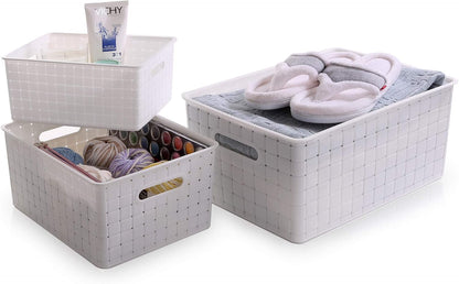 BINO | Plastic Storage Baskets Large - Black | THE STABLE COLLECTION | Multi-Use Storage | Rectangular Cabinet Organizer | Baskets For Organizing with Handles | Home Office Organization and Storage