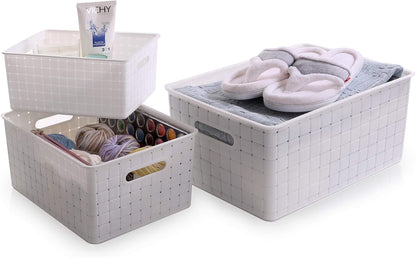 BINO | Plastic Storage Baskets Large - Black | THE STABLE COLLECTION | Multi-Use Storage | Rectangular Cabinet Organizer | Baskets For Organizing with Handles | Home Office Organization and Storage