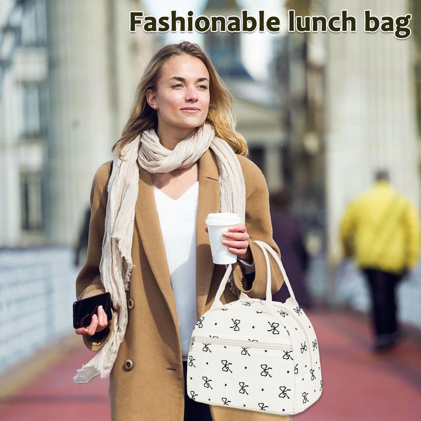 GYEUKHAM Lunch Bag Women, Lunch Box for Adult Men Kids Girls, Small Cute Lunchbox Tote Large Capacity Insulated Lunch Container Cooler for Work School Picnic Travel, Black White Stripes