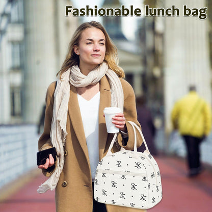 GYEUKHAM Lunch Bag Women, Lunch Box for Adult Men Kids Girls, Small Cute Lunchbox Tote Large Capacity Insulated Lunch Container Cooler for Work School Picnic Travel, Black White Stripes