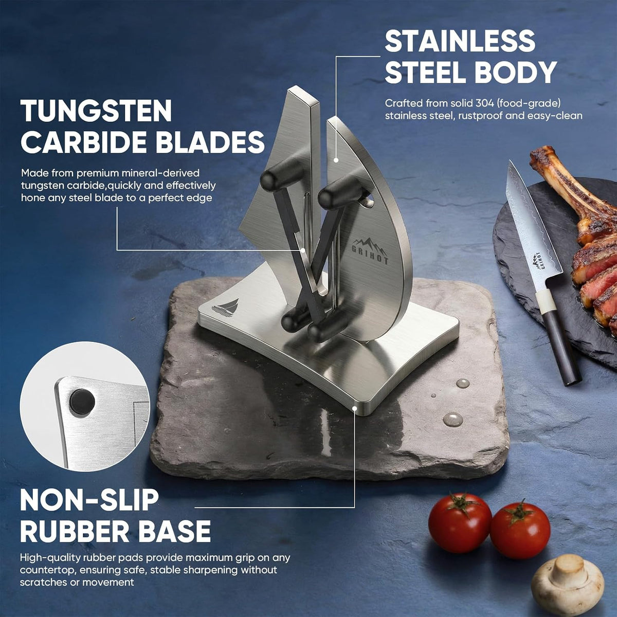 VN3 Professional Knife Sharpener | 3-Action Tungsten Carbide