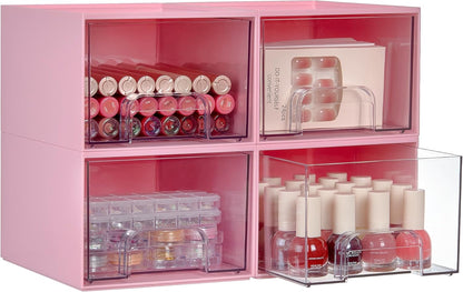 Vtopmart 10 Pack Small Clear Stackable Storage Drawers, Acrylic Bathroom Makeup Organizer, Plastic Storage Bins For Vanity, Undersink, Kitchen Cabinets, Pantry, Home Organization