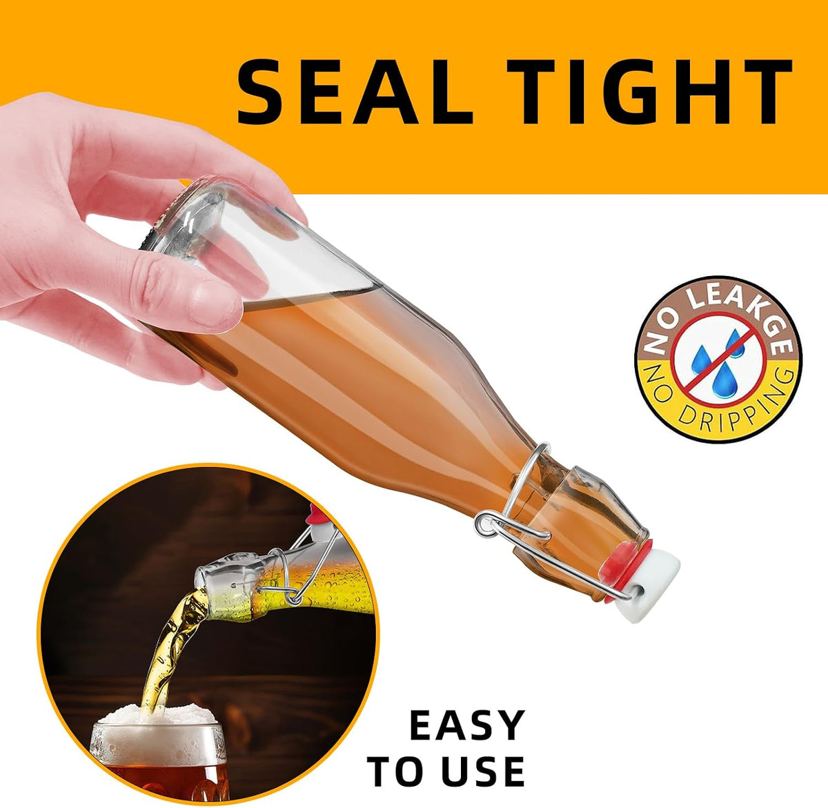 2 Pack Swing Top Glass Bottles 8.5 oz,Flip Top Beer Brewing Bottles for Kombucha, Homemade, Kefir, Water, Beverages, Soda, Oil, Vinegar, Fermentation,Limoncello