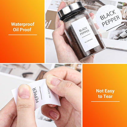 Segarty Food Label Stickers, 300 Pcs Blank Expiration Date Stickers to Write On, with 1 Black Pen, Waterproof Removable Freezer Labels for Glass Spice Jars, Canister, Food Container