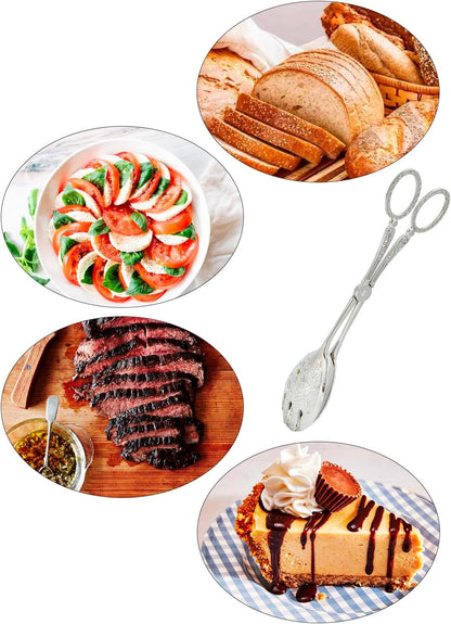 Salad Tongs, Zinc Alloy Kitchen Tongs, Bread Clips with Scissor Handles for Buffet, Appetizers, Party, Serving Food, Cooking