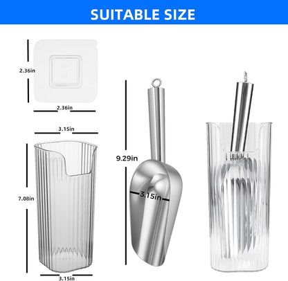 Acrylic Ice Scoop With Plastic Holder For Freezer and Ice Machine