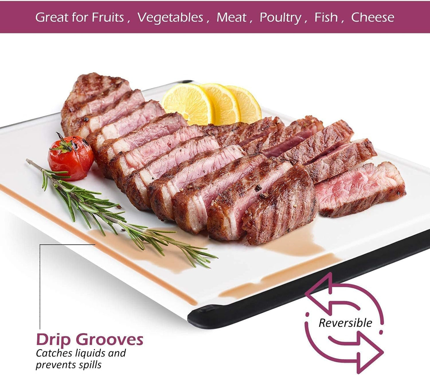Plastic Cutting Board for Kitchen - Extra Large Cutting Board 18 Inch Reversible Chopping Board, Juice Groove, Non Slip Feet, Dishwasher Safe, BPA Free Large Cutting Board for Meat Vegetables Fruit