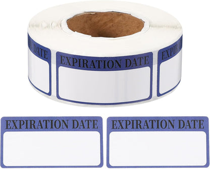 PATIKIL 500 Pcs Expired Date Label Stickers Roll, 2 x 1 Inch Removable Inventory Labels Adhesive Food Sticker Roll for Marking Organizing Inventory and Food Container, White and Black