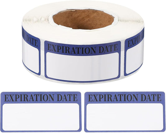PATIKIL 500 Pcs Expired Date Label Stickers Roll, 2 x 1 Inch Removable Inventory Labels Adhesive Food Sticker Roll for Marking Organizing Inventory and Food Container, White and Black