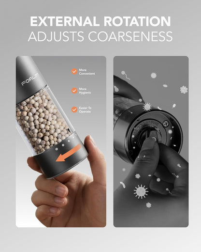 FORLIM Electric Salt & Pepper Grinder Set, Rechargeable 2 Pack, Black White