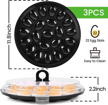 HANSGO Deviled Egg Containers with Lid, Deviled Egg Platter Carrier Holder Trays with 22 Slots for Holiday Party and Home Kitchen, Green
