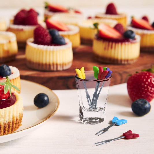 Cocktail Forks, 6-Piece Appetizer Forks, Cat Shapes, Stainless Steel and Silicone Small Forks for Fruits, Cheese, Appetizers