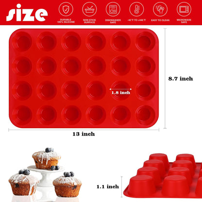 Sakolla 2 Pack Silicone Egg Bite Molds for Air Fryer, Nonstick 7 Cups Air Fryer Muffin Pan for Baking Egg Bite, Mini Muffins, Tart, Mini Cupcake and Quiche (Pink + Green)