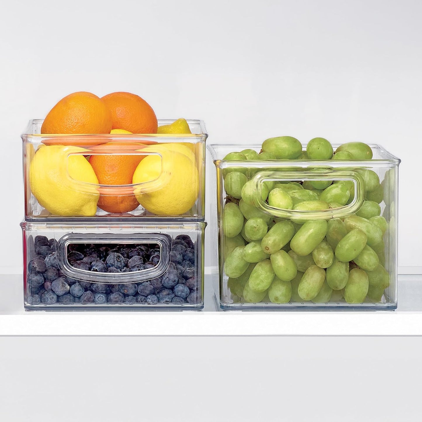 iDesign Stackable Pantry Bins with Handles, 4 Small and 4 Medium Bins, 8 Pack, Clear, Made in USA
