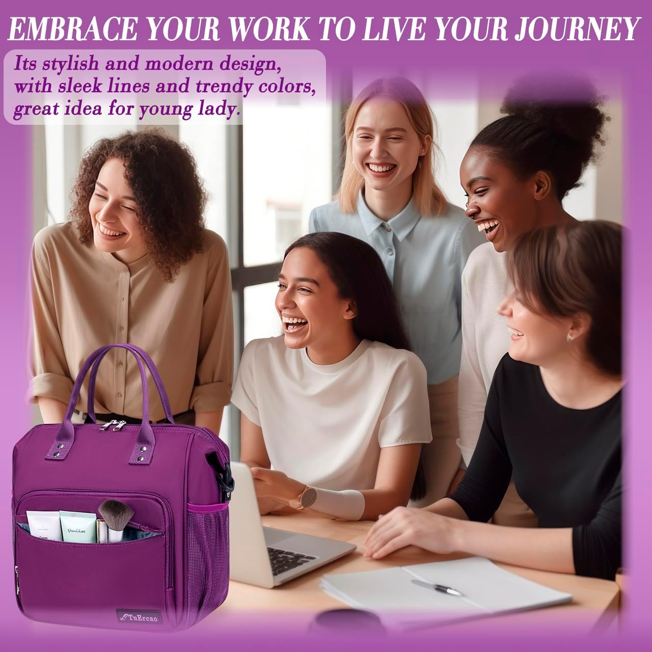 TuErCao Small Lunch Bag Lightweight Insulated Lunch Box for Women Work Portable Soft Cooler for Picnic Travel Road Trips, Loncheras para Mujer, Black