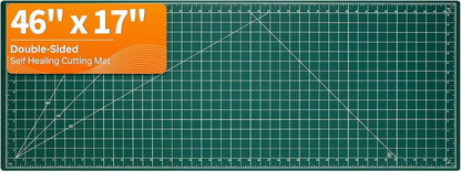 Self Healing Cutting Mat, 35" × 15", Double-Sided Rotary Cutting Mat for Sewing, Quilting, Scrapbooking & Craft, Large Craft Cutting Board for Hobby Use, Green