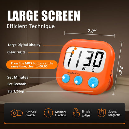 AOUCE Digital Kitchen Timers for Cooking, Timer for Kids 2 Pack White