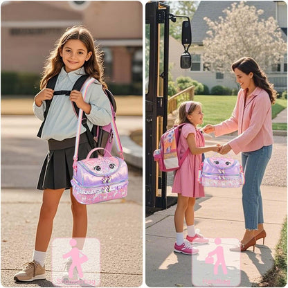 RHCPFOVR Kids Lunch Bag - Double - Decker Cooler Insulated Lunch Box for Boys Girls,Washable Lunch Bag with Strap and Reusable Toddler Lunchbox for School and Daycare