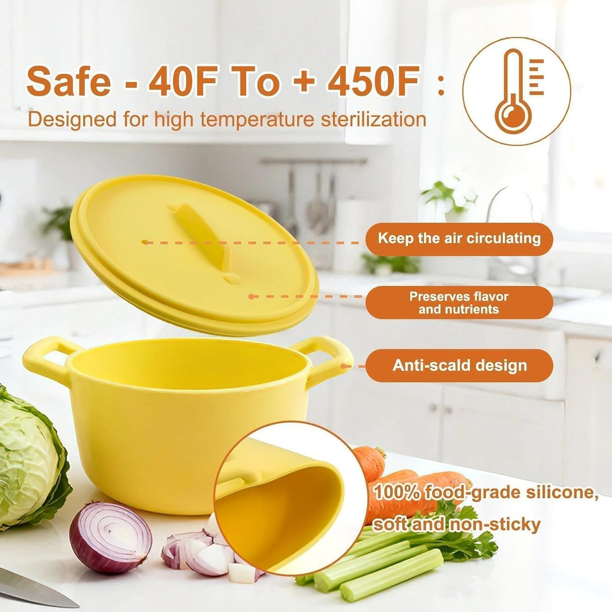 40oz Silicone Microwave Steamer for Cooking, Dishwasher Safe, No Stain Pot