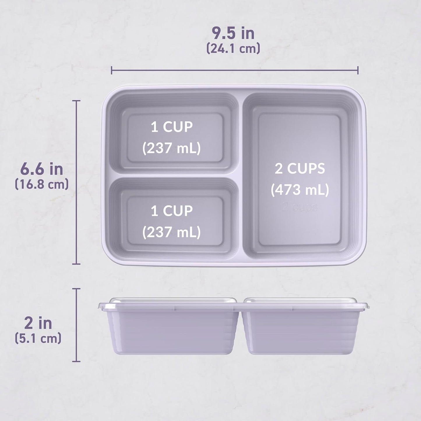 Bentgo Prep - 20-Piece 3-Compartment Reusable Meal Prep Containers with Lids, PFAS & BPA Free Materials, Durable, Microwave, Freezer, & Dishwasher Safe To Go Food Storage (Stone Gray)