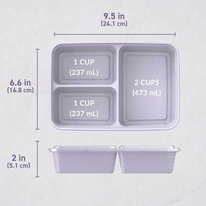 Bentgo Prep - 20-Piece 3-Compartment Reusable Meal Prep Containers with Lids, PFAS & BPA Free Materials, Durable, Microwave, Freezer, & Dishwasher Safe To Go Food Storage (Stone Gray)