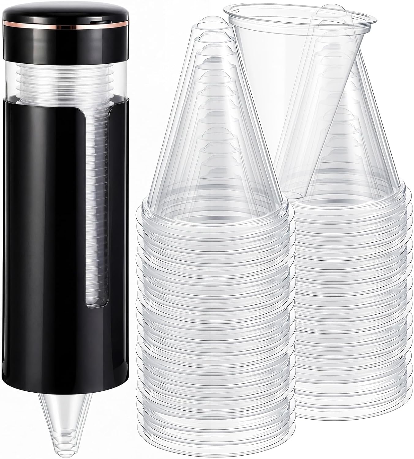 Roshtia 200 Pcs 4 oz Plastic Cone Cups with Pull Type Wall Mounted Dispenser, Thicken Disposable Water Cooler Cups Commercial Water Cup Dispenser for Office, Dental Clinic, Bathroom, Gym, School