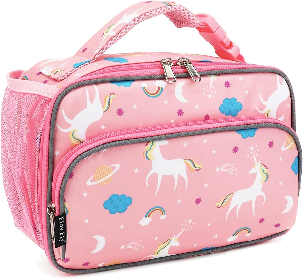 FlowFly Kids Lunch box Insulated Soft Bag Mini Cooler Back to School Thermal Meal Tote Kit for Girls, Boys, Astronaut - Colors B